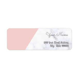 Elegant zwarte roze en wit marmer baby shower etiket
