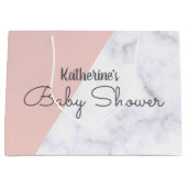 Elegant zwarte roze en wit marmer baby shower large cadeautasje (Voorkant)