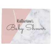 Elegant zwarte roze en wit marmer baby shower large cadeautasje (Achterkant)