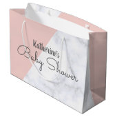 Elegant zwarte roze en wit marmer baby shower large cadeautasje (Achterkant Gekanteld)