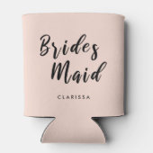 Elegant zwarte roze en zwarte bruidsmeisje blikjeskoeler (Achterkant)