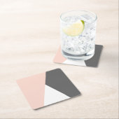 Elegant zwarte roze & grijze geometrische driehoek kartonnen onderzetters (Insitu)