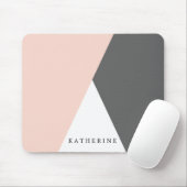 Elegant zwarte roze & grijze geometrische driehoek muismat (Met muis)