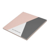 Elegant zwarte roze & grijze geometrische driehoek tegeltje (Zijkant)