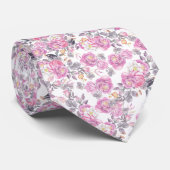 Elegant zwarte roze grijze waterverf florale stropdas (Opgerold)