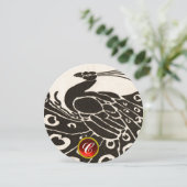 ELEGANT ZWARTE S/WITTE PAUW,RODE ROBIJN EDELSTEEN  KAART (Staand voorkant)