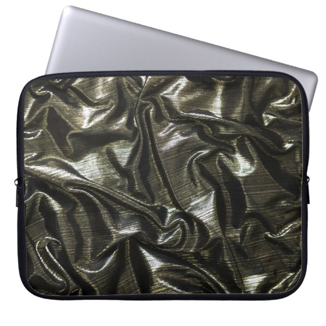 Elegant zwarte satijn 15-inch laptophoes laptop sleeve (Voorkant)