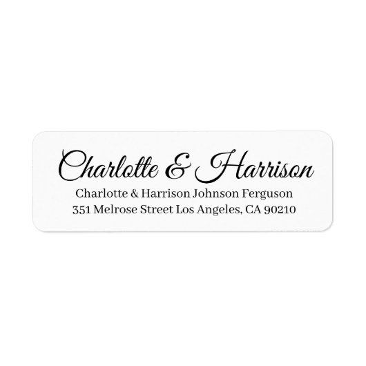 Elegant zwarte script aangepaste namen chic Weddin Etiket (Voorkant)
