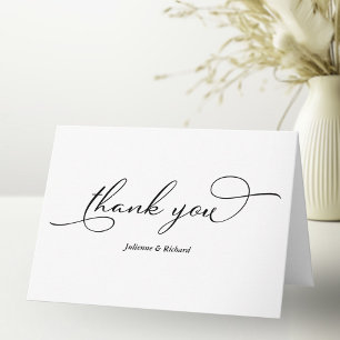 Elegant Zwarte Script Dank U Kaart