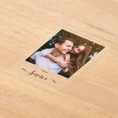 Elegant Zwarte Script Foto Tafelnummer (Laagn)