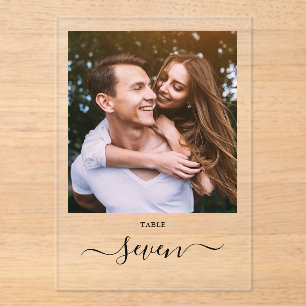 Elegant Zwarte Script Foto Tafelnummer