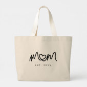 Elegant Zwarte Script Hart Nieuwe Moeder Gevestigd Grote Tote Bag (Achterkant)