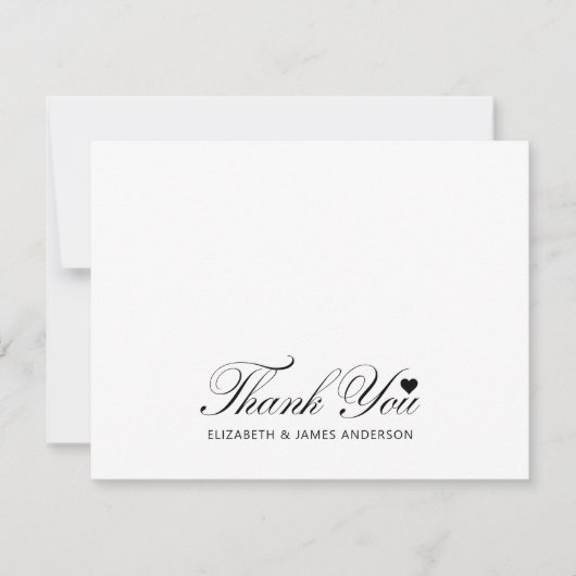 Elegant Zwarte Script Persoonlijk Bruiloftsmonogra Bedankkaart (Voorkant)