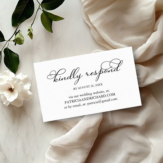 Elegant Zwarte Script Trouwfeest Online RSVP Visitekaartje