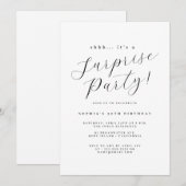 Elegant Zwarte Script Verrassingsfeest Kaart (Voorkant / Achterkant)