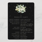 Elegant Zwarte Sneeuwbes + Eucalyptus Bruidsboeket Programmakaart (Achterkant)