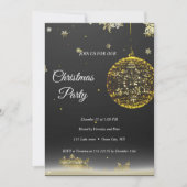 Elegant zwarte sterrenuitnodiging kaart (Voorkant)