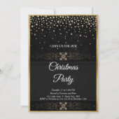 Elegant zwarte sterrenuitnodiging kaart (Voorkant)