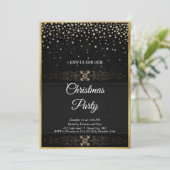 Elegant zwarte sterrenuitnodiging kaart (Staand voorkant)