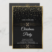 Elegant zwarte sterrenuitnodiging kaart (Voorkant / Achterkant)