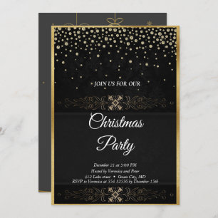Elegant zwarte sterrenuitnodiging kaart