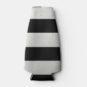 Elegant zwarte strepes zilverfolie bedrukt flesjeskoeler (Voorkant)