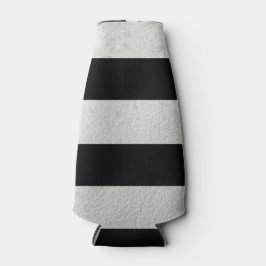 Elegant zwarte strepes zilverfolie bedrukt flesjeskoeler