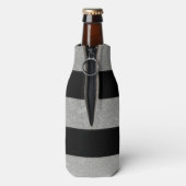 Elegant zwarte strepes zilverfolie bedrukt flesjeskoeler (Fles Achterkant)