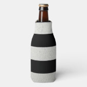 Elegant zwarte strepes zilverfolie bedrukt flesjeskoeler (Fles Voorkant)