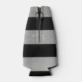 Elegant zwarte strepes zilverfolie bedrukt flesjeskoeler (Achterkant)