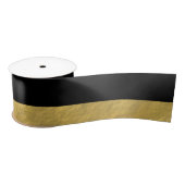 Elegant zwarte stripes Gold Foil bedrukt Satijnen Lint (Spoel)