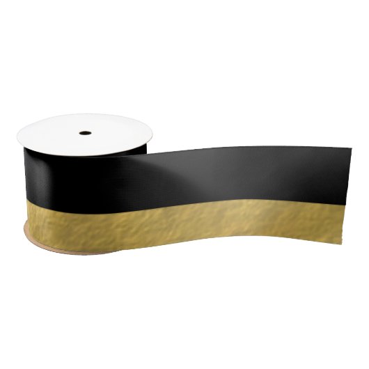 Elegant zwarte stripes Gold Foil bedrukt Satijnen Lint (Spoel)