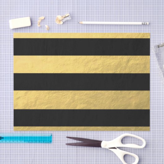 Elegant zwarte stripes Gold Foil bedrukt Tissuepapier (Craft)
