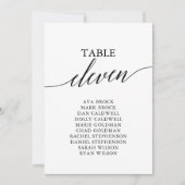 Elegant zwarte tabel nummer 11 Zitdiagram Kaart (Voorkant)