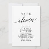 Elegant zwarte tabel nummer 11 Zitdiagram Kaart (Achterkant)