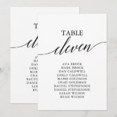 Elegant zwarte tabel nummer 11 Zitdiagram Kaart (Voorkant / Achterkant)