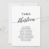Elegant zwarte tabel nummer 13 kaart (Voorkant)