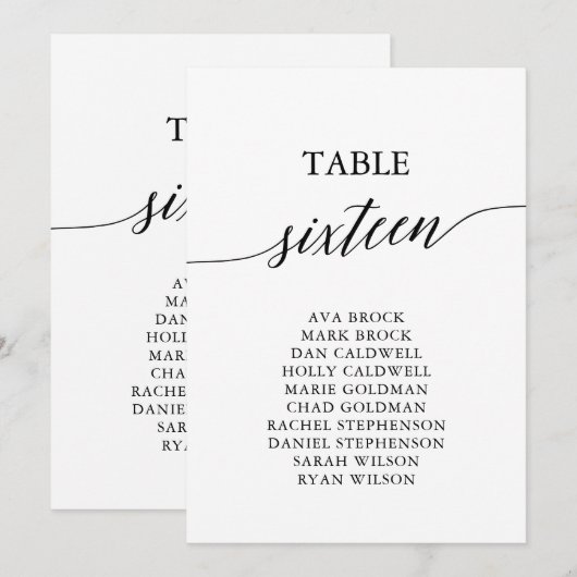 Elegant zwarte tabel nummer 16 kaart (Voorkant / Achterkant)