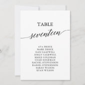 Elegant zwarte tabel nummer 17 Zitdiagram Kaart (Voorkant)