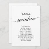 Elegant zwarte tabel nummer 17 Zitdiagram Kaart (Voorkant / Achterkant)