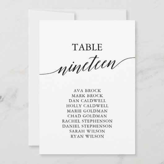 Elegant zwarte tabel nummer 19 kaart (Achterkant)