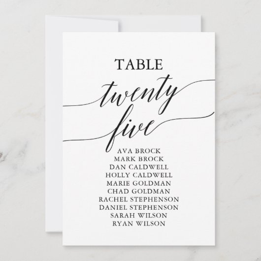 Elegant zwarte tabel nummer 25 kaart (Voorkant)