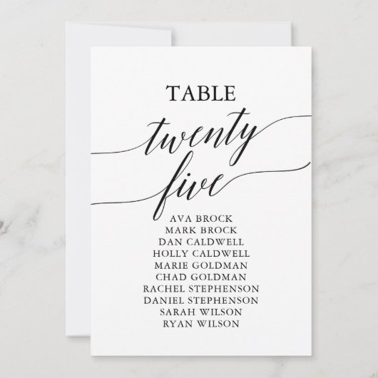 Elegant zwarte tabel nummer 25 kaart (Achterkant)