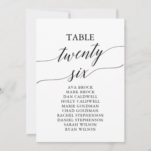 Elegant zwarte tabel nummer 26 kaart (Voorkant)