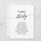 Elegant zwarte tabel nummer 30 Zitdiagram Kaart (Achterkant)