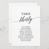 Elegant zwarte tabel nummer 30 Zitdiagram Kaart (Voorkant / Achterkant)