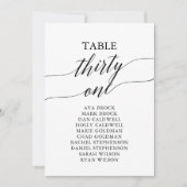 Elegant zwarte tabel nummer 31: Zitplaatje Kaart (Voorkant)