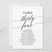 Elegant zwarte tabel nummer 34 Zitplaatje Kaart (Voorkant)