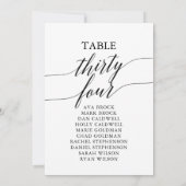 Elegant zwarte tabel nummer 34 Zitplaatje Kaart (Achterkant)