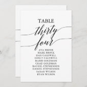 Elegant zwarte tabel nummer 34 Zitplaatje Kaart (Voorkant / Achterkant)